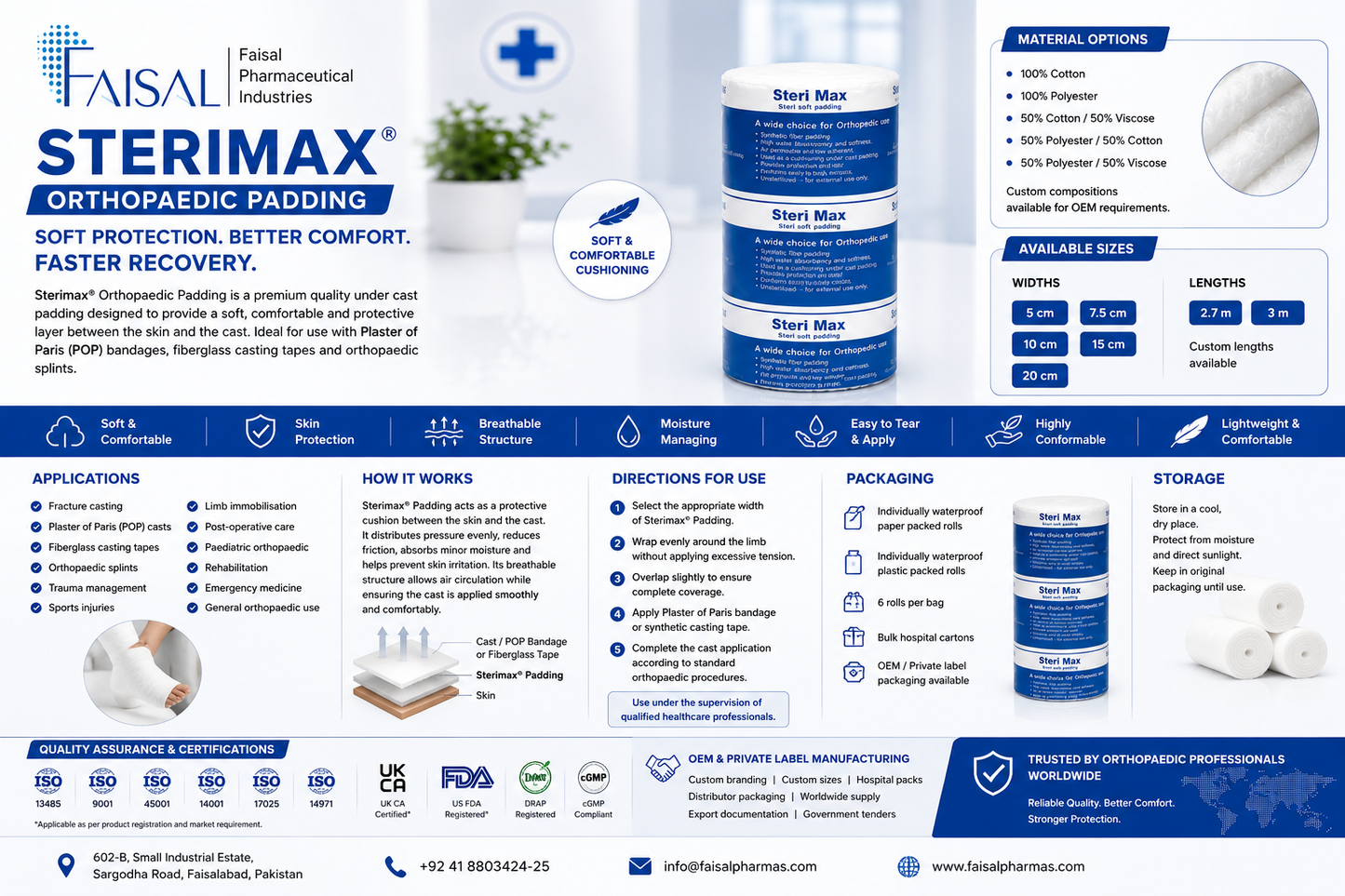 Sterimax® Synthetic Under Cast Padding | Orthopaedic Cast Padding | Fiberglass Cast Padding