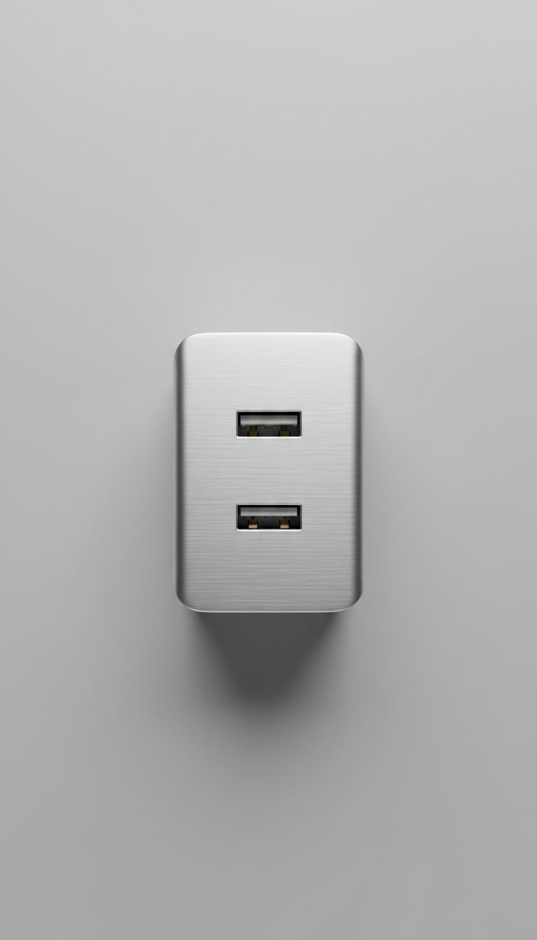 Brushed Aluminum Dual-Port USB Charger