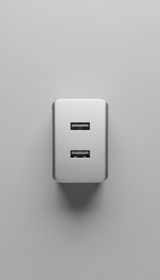Brushed Aluminum Dual-Port USB Charger