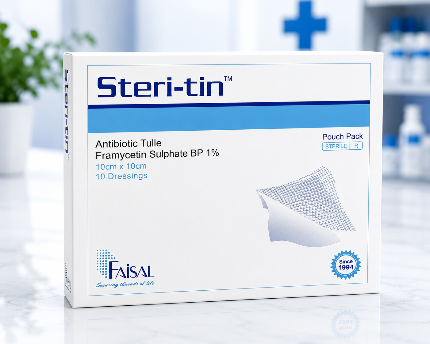 Steri-Tin® Medicated Tulle Dressing | Framycetin Sulphate BP 1% | Sterile Antibiotic Paraffin Gauze Dressing